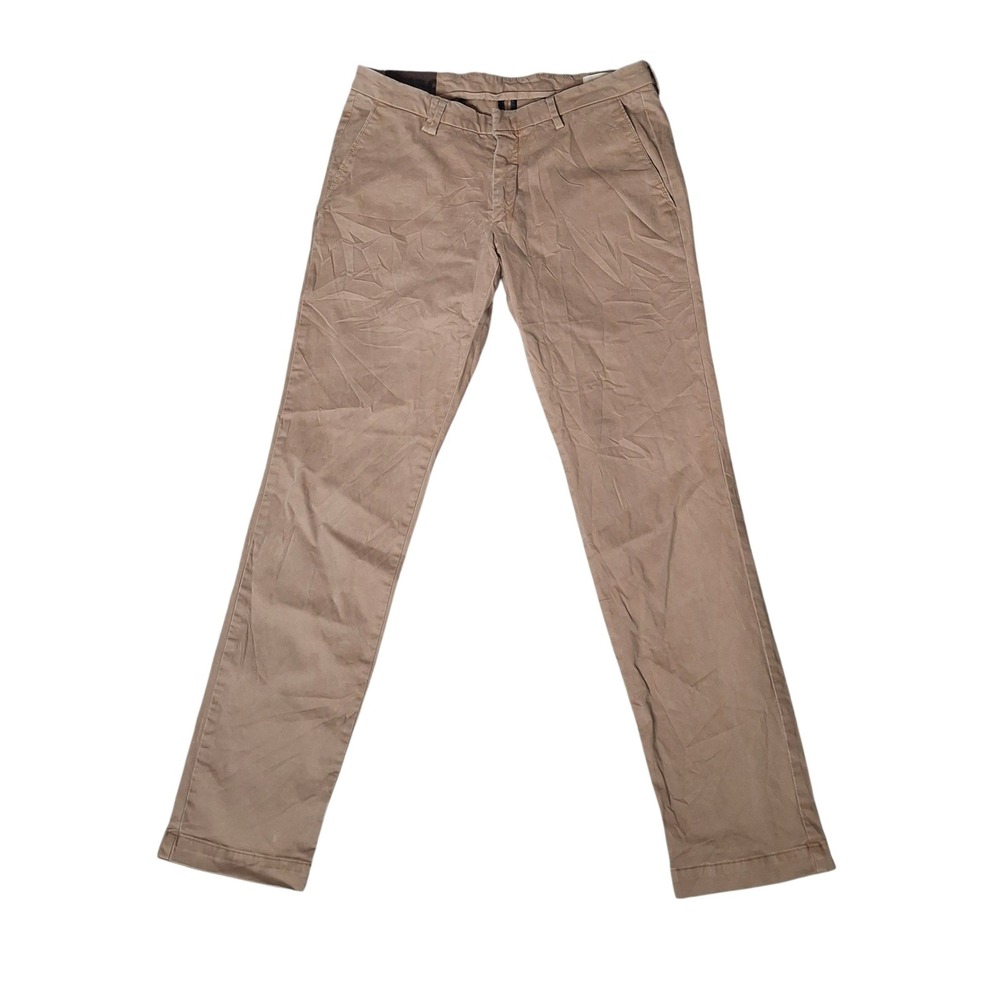 Bro-Ship Tan Khaki Chino Pants Trousers Made in Italy Slim Fit Men 34 x 31